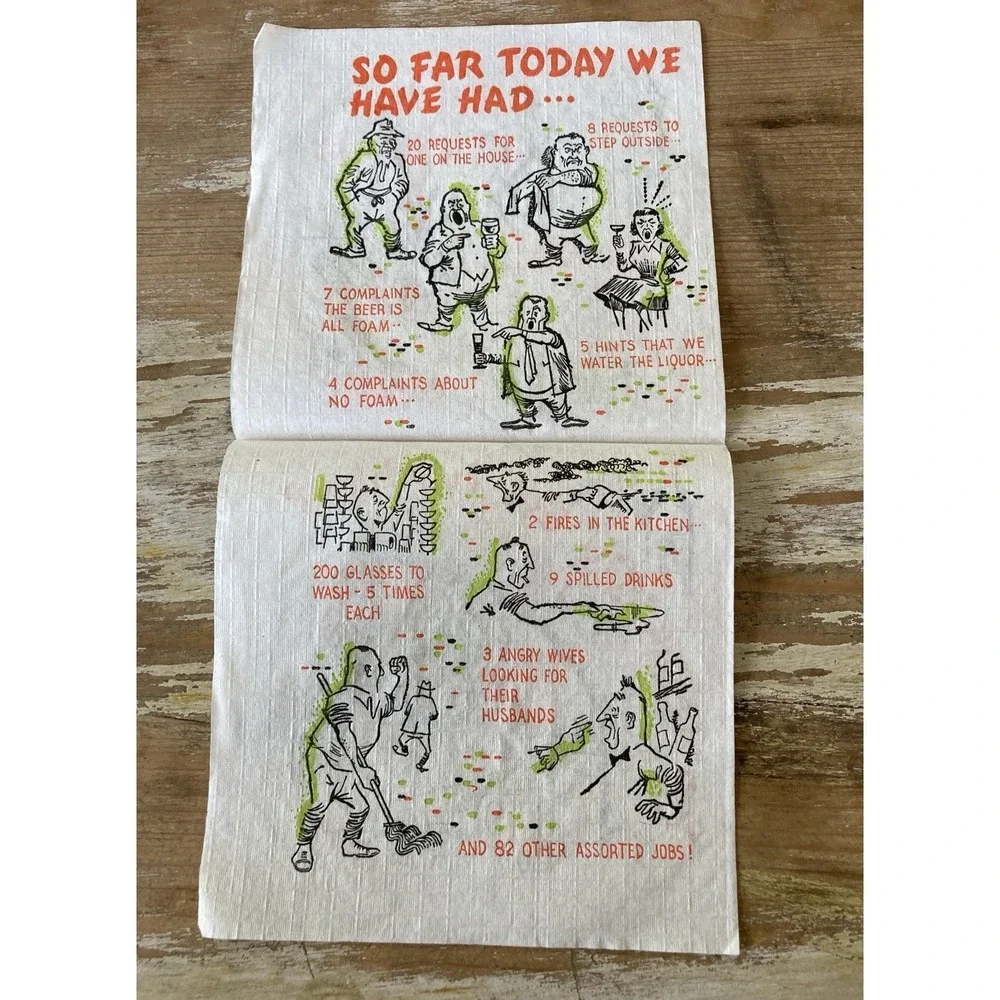 Vintage bar paper cocktail napkins gag joke themed football bartenders 1960's